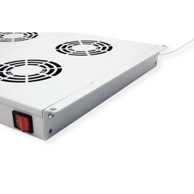 19" Ventilačná jednotka, 4 vetráky, 1U, s termostatom, sivá