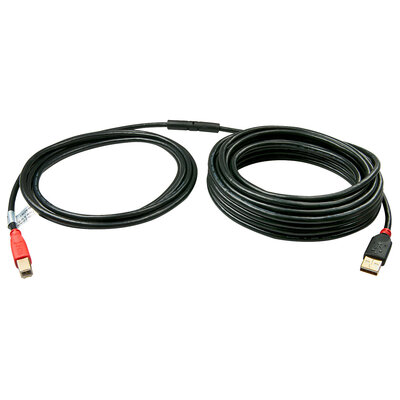Kábel USB 2.0 A-B M/M 15m, High Speed, čierny, aktívny