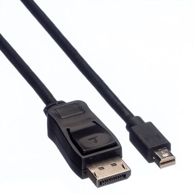 Kábel DisplayPort mini/DP M/M 1.5m, 2K@60Hz, DP v1.1, 10.8Gbit/s, čierny