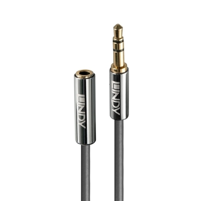 Kábel 3,5mm stereo jack M/F 0.5m, sivý, pozl. konektor, Slim, Cromo Line
