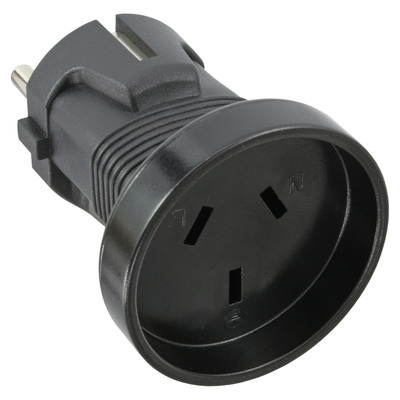 Adaptér cestovný Austrália/Čína/Nový Zéland/Uruguay (YP-35) -> Európa (CEE7/7), čierny