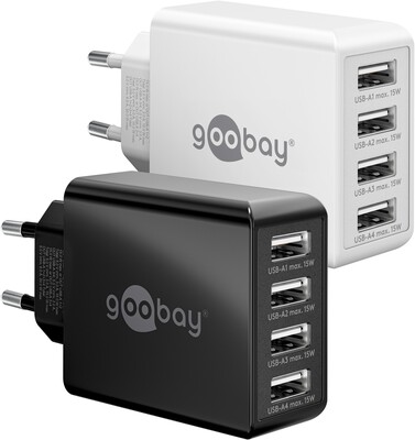 Nabíjačka USB 230V 4port, 4xUSB A, 3A, 30W, biela