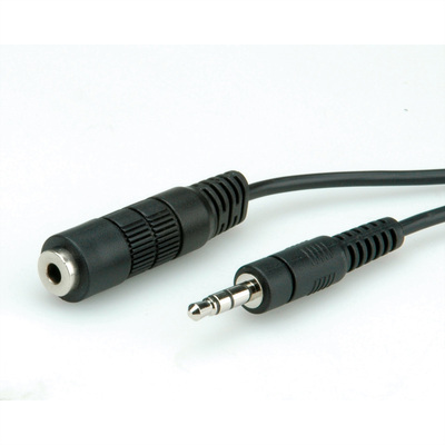 Kábel 3.5mm stereo jack M/F predlžovací 5m, čierny