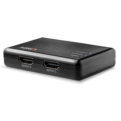 Video distribútor/splitter HDMI 1IN/2OUT UHD 4K (60Hz) 10.2G, čierny, napájanie micro USB