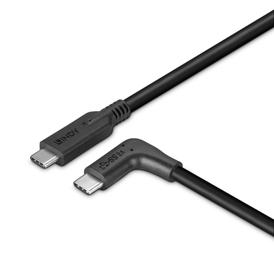 Kábel USB 3.2 Gen 2, Typ C CM/CM 1.5m, 10Gbps, PD 60w 20V3A, čierny, uhľový 90°