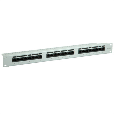 19" Patch panel 24port cat.6, netienený, 1U, sivý