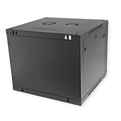 19" Rack na stenu 9U, čierny, 512x600x600mm (HxWxD), odnímateľné bočnice