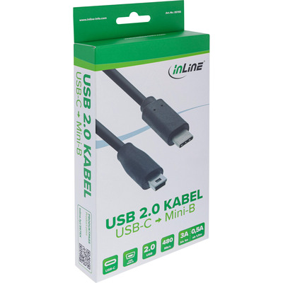 Kábel USB 3.1 Typ C CM/MINI-B(2.0) 3m, High Speed, čierny