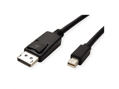 Kábel DisplayPort mini/DP M/M 5m, 4K@60Hz, DP v1.2, 21.6Gbit/s, TPE, flexibilný, čierny, eko. obal