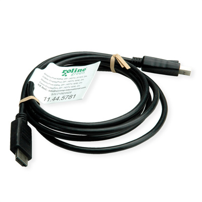 Kábel DisplayPort na HDMI M/M 2m, jednosmerný, max. 1920x1200@60Hz, čierny, Roline Green Eco obal