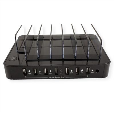 Nabíjačka USB 230V 7port, 7xUSB A, 2.4A, 84W, úložné prepážky, kábel (C7) 1.2m, čierna