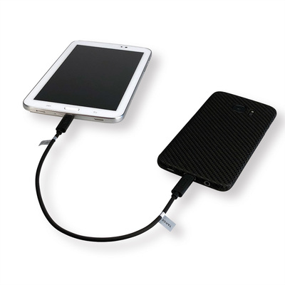Kábel USB 2.0 MICRO-B - MICRO-B M/M 0.3m, High Speed, čierny, napájací