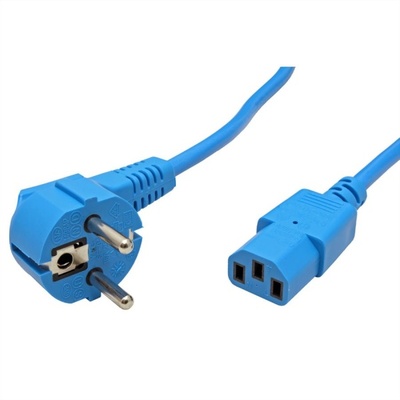 Kábel sieťový 230V, vidlica (CEE7/7) lomená - C13, 1.8m, 0.75mm², 10A, modrý