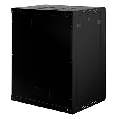 19" Rack na stenu 18U, čierny, 912x600x450mm (HxWxD), odnímateľné bočnice