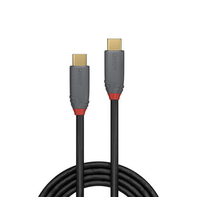 Kábel USB 3.2 Gen 2x2, Typ C CM/CM 1.5m, 20Gbps, PD 100w 20V5A, Anthra Line, čierny, pozl. konektor