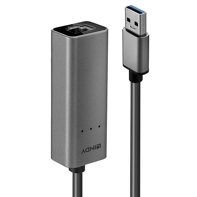Adaptér USB 3.2 Gen 1 na RJ45 (2.5 Gigabit Ethernet), 13cm, čierny/sivý