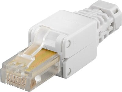 Konektor 8/8  RJ45 cat.5e, netienený, biely, beznástrojový (toolless)