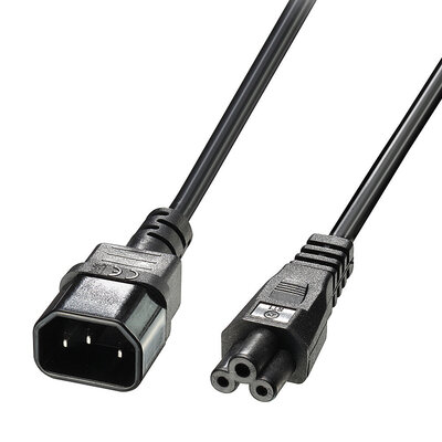 Kábel sieťový 230V predlžovací pre notebook, C14 - C5, 5m, 0.75mm², 2.5A, čierny
