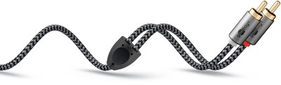 Kábel 3.5mm stereo/2xCinch M/M 2m, čierny/sivý, pozl. konektor