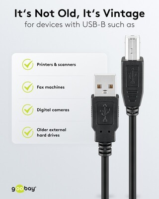 Kábel USB 2.0 A-B M/M 3m, High Speed, čierny
