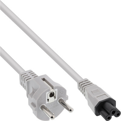 Kábel sieťový 230V pre notebook, vidlica (CEE7/7) priama - C5, 1.8m, 0.75mm², 2.5A, sivý