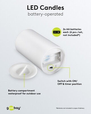 Led sviečky na diaľkové ovládanie, biele 3ks/bal