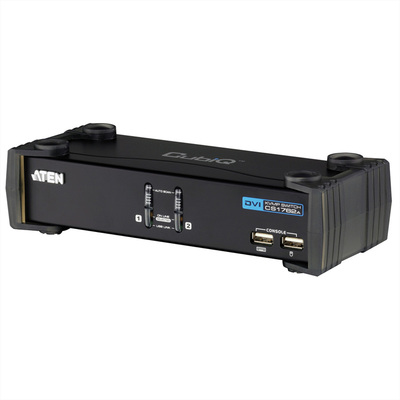 KVM switch/prepínač 2PC, DVI-I, USB, USB hub, audio