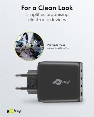 Nabíjačka USB 230V 4port, 1xUSB A, 3xUSB Typ C, 68W, Power Delivery, GaN, čierna