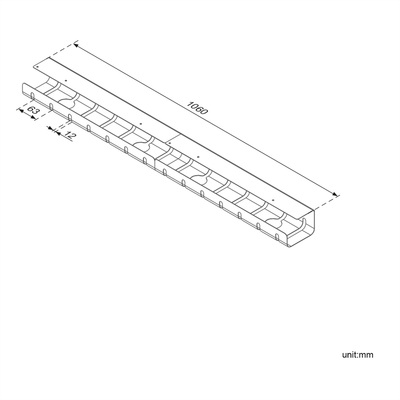 Káblový organizér, žľab na káble pod stôl, hliníkový, 530x110x80mm (DxHxV), biely, 2ks/bal