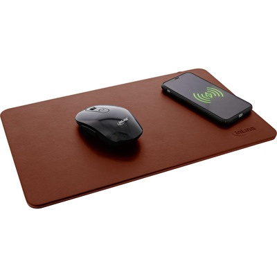 Podložka pod myš + bezdrôtová nabíjačka, 370x225x7mm, 10w, hnedá