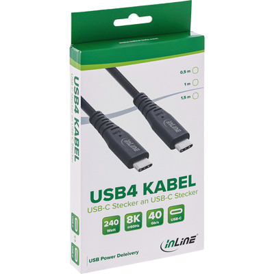 Kábel USB 4 Gen 3x2, Typ C CM/CM 1.5m, 40Gbps, PD 240w 48V5A, čierny, TPE