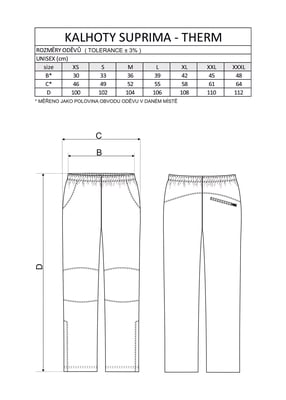 Nohavice SUPRIMA-THERM, zateplené, vodoodpudivé, čierne XXL