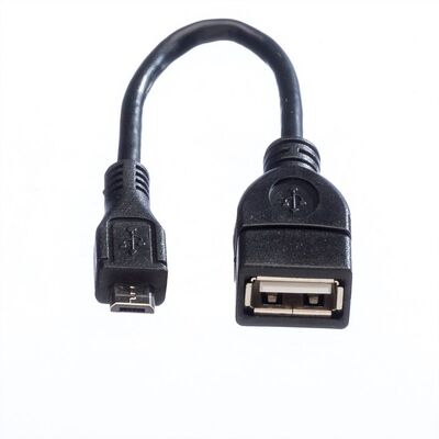 Kábel USB 2.0 A-MICRO-B F/M 0.15m, High Speed, OTG, čierny
