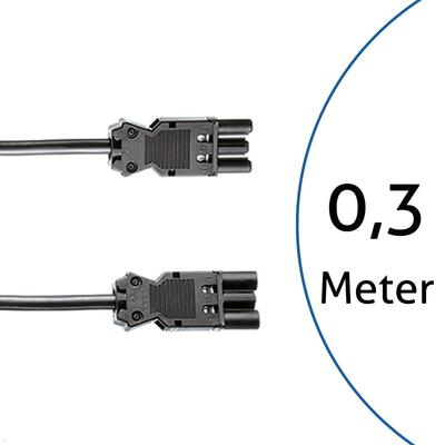 Kábel sieťový 230V predlžovací, GST18 M/F 0.3m, 1.50mm², 16A, čierny