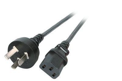 Kábel sieťový 230V, vidlica (Typ I) Čína priama - C13, 1.8m, 0.75mm², 10A, čierny