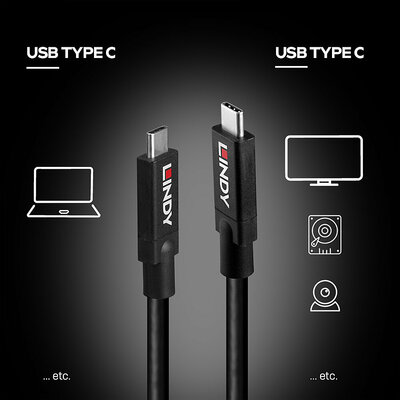 Kábel USB 3.2 Gen 2, CM/CM Typ C 5m, 10Gbps, PD 100w 20V5A, čierny, aktívny