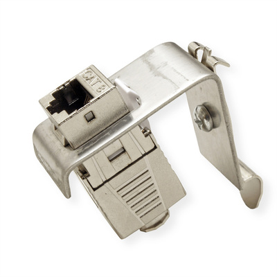 Držiak na DIN lištu, 1x Keystone, celokovový