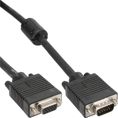 Kábel VGA M/F 1m, predlžovací, tienený, DDC, ferrit, HQ, čierny