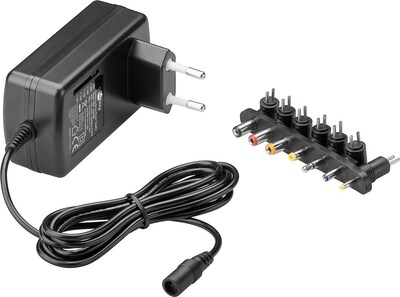 Adaptér NTS 1500mA Univerzálny 9-24V, 24W, 1.6m kábel, konektory: DC, čierny
