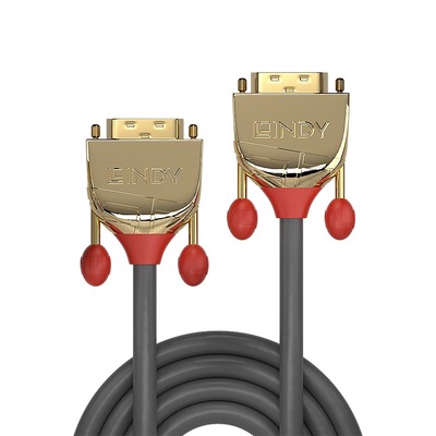Kábel DVI-D M/M 20m, Dual-Link, 2560x1600@60Hz, 9.9Gbps, HQ, OFC, sivý, G pozl. Konektor, Gold