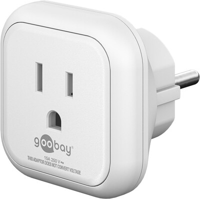Adaptér cestovný USA/Japonsko (NEMA 5-15) -> Európa (CEE7/7), max. 15A, biely