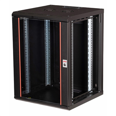 19" Rack na stenu 16U, čierny, 818x600x600mm (HxWxD), RAL9005, PRO, odnímateľné bočnice