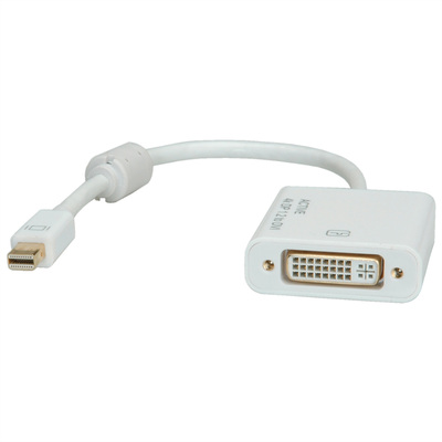 Adaptér mini DisplayPort na DVI-I M/F, 15cm biely
