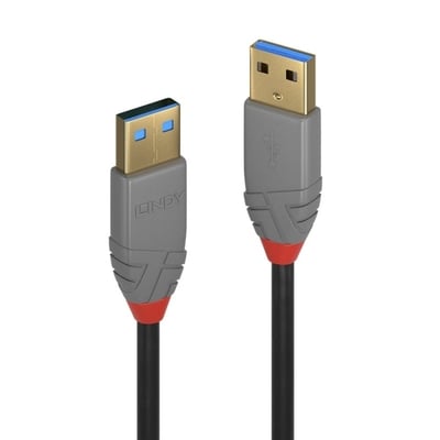 Kábel USB 3.2 Gen 1, A-A M/M 1m, 5Gbps, čierny, Anthra Line, pozl. kon.