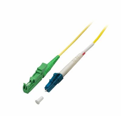 Fiber kábel LC-E2000/APC, 0.5m Simplex OS2(9/125µm), LSOH, 3mm, žltý