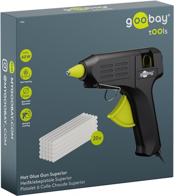 Tavná lepiaca pištoľ Superior, 230V, 40 W, vrátane 20 lepiacích tyčiniek, čierna