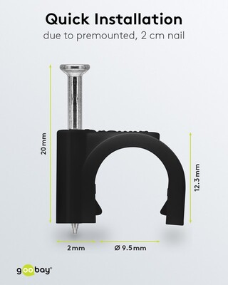 Káblová úchytka 10mm, čierna, 100ks/bal