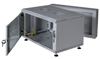 19" Rack na stenu 9U, sivý, 465x600x600mm (HxWxD), dvojitá konštrukcia