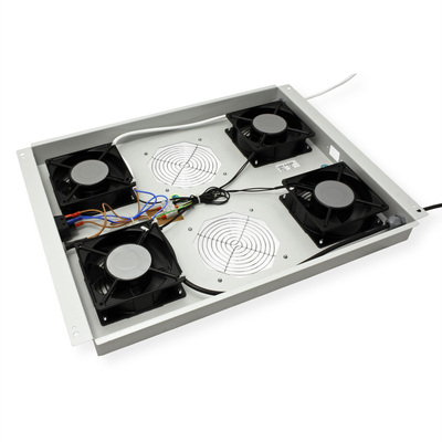 19" Ventilačná jednotka, stropná, 4 vetráky, s termostatom, sivá, RAL7035