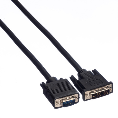 Kábel DVI-A/VGA M/M 3m, tienený, prepojovací, čierny